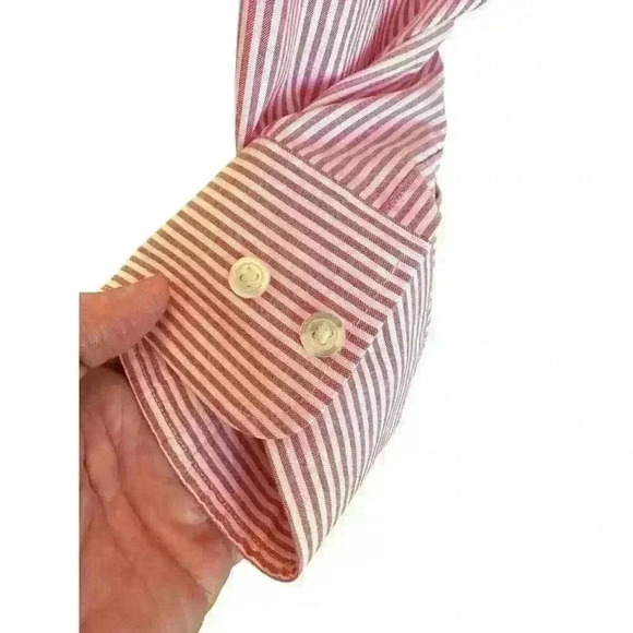 Charles Tyrwhitt Weekend Dress Shirt Men 2XL Pink Stripe Button Down Classic EUC - Picture 5 of 12